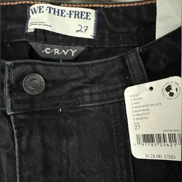 🆕 NWT Free People/We The Free CRVY Mona Flare Jeans size 27 in Black Washed - Picture 2 of 6